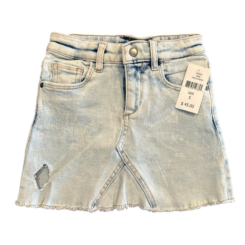 NWT DL1961 Light Wash Distressed Denim Skirt, Girls Size 5